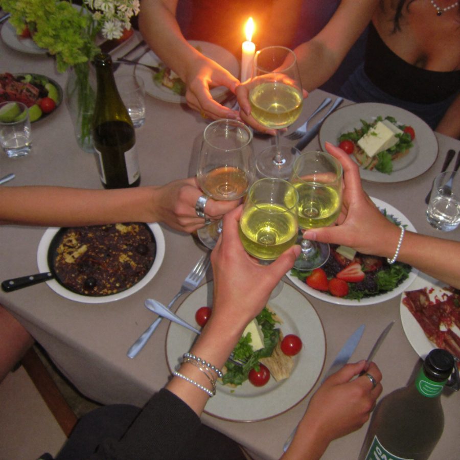 Friends sharing dinner